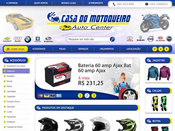 Loja especializada em vendas de produtos e acessórios para motos